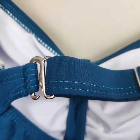 New‎ DACI Swimsuit Ruched Sides Flattering Tummy Control Teal Blue NWT SZ 20W - Picture 7 of 12